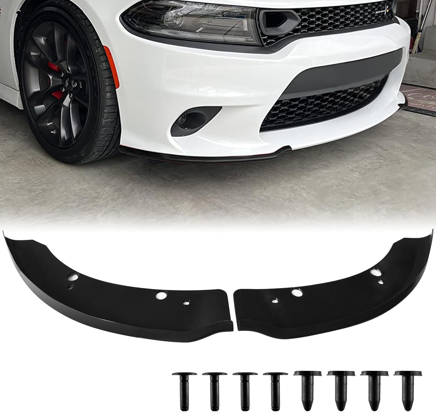 Dodge Charger Front Splitter, Bumper Lip Protector Replacement for 2015-2023 Hellcat/SRT 392/Scat Pack/RT 2019-2023 GT/RT (Black)