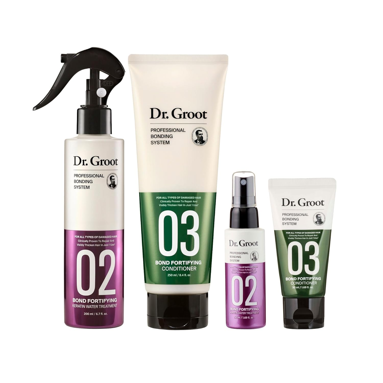 Dr. Groot Strengthen Hair at Home and On the Go Bundle | With Keratin and Silk Protein | Clinically Proven to Improve Hair Bond 2X