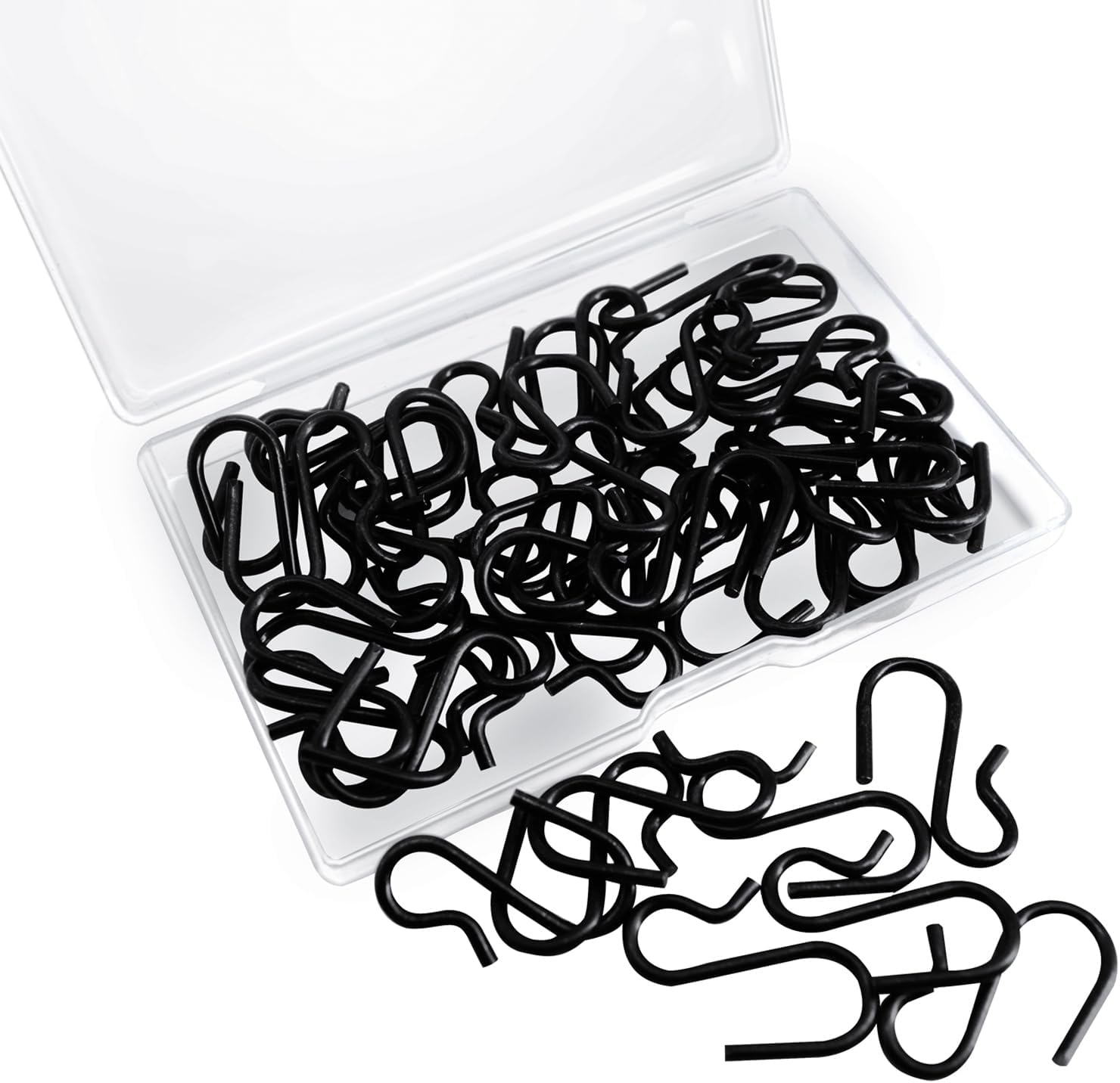 50 Pack Small S Hooks 1 Inch, Heavy Duty Mini S Hooks Black Metal Rustproof Hook for Hanging Plants, Backpacks, Keys & Pet Tags - Multi-Purpose Utility Hooks with PP Storage Box