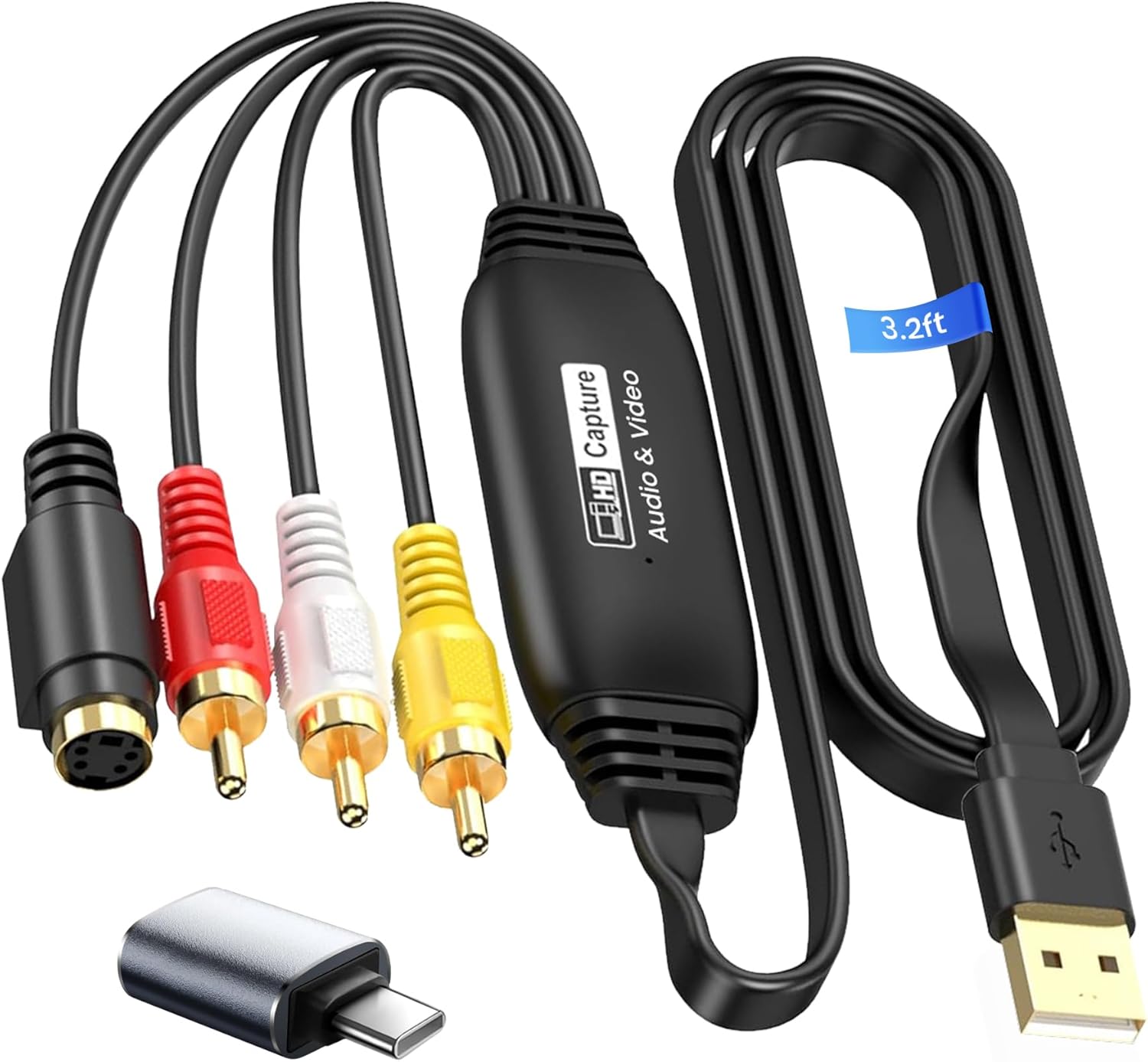 avedio links VHS to Digital Converter, USB 2.0 Video Capture Card with RCA & S-Video Input, 1080P HD Audio Video Converter for Windows/Mac – Convert VHS, VCR, DVD to Digital