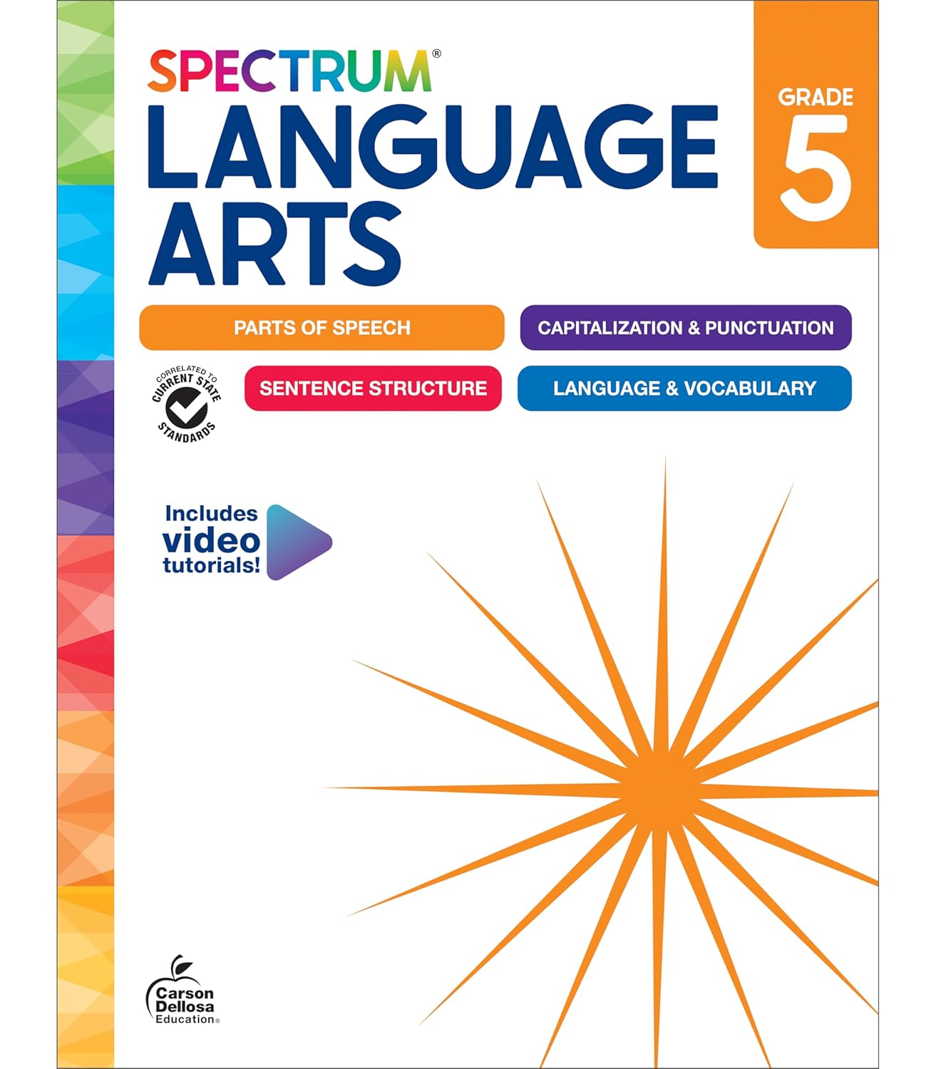Spectrum Language Arts 5th Grade Workbook, ELA Books for Kids Ages 10-11 Covering Parts of Speech, Vocabulary, English Grammar, Sentence Structure, and More, Classroom or Homeschool Curriculum