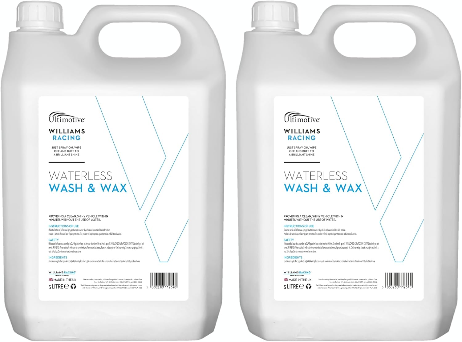 Rokit Williams Racing 2 x 5L Waterless wash and wax refill bottles