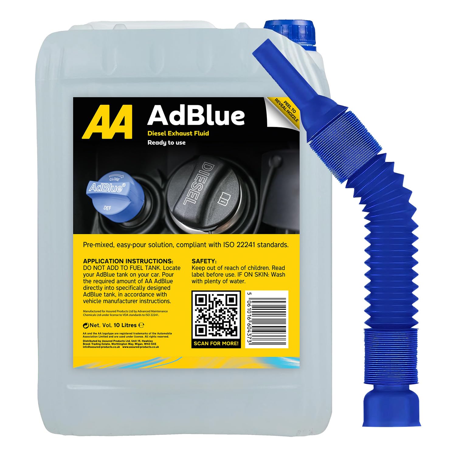 AA AdBlue Diesel Exhaust Fluid Additive, 10 Litres, Easy Pour Spout