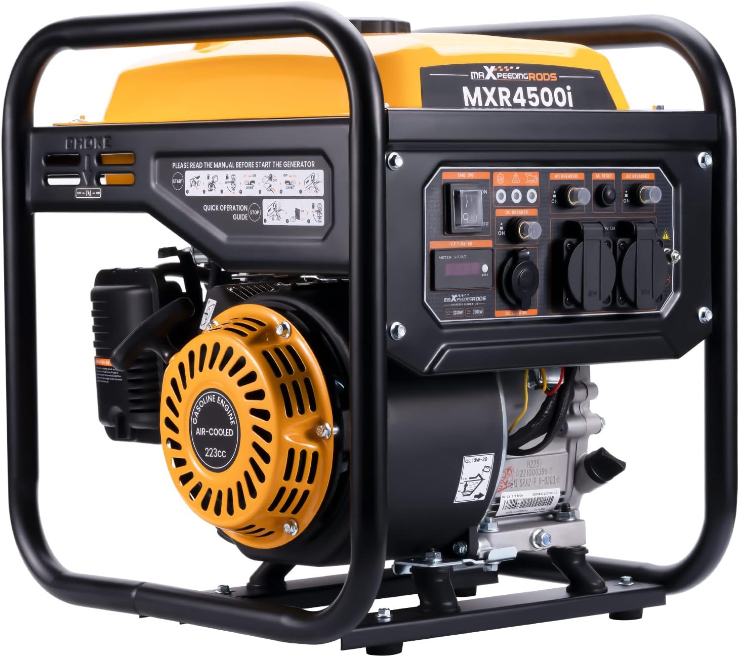 maXpeedingrods 3500W Portable Inverter Generator 4-Stroke Pure Sine Wave Petrol Generator for Camping, RV Travel, Home, or Jobsites