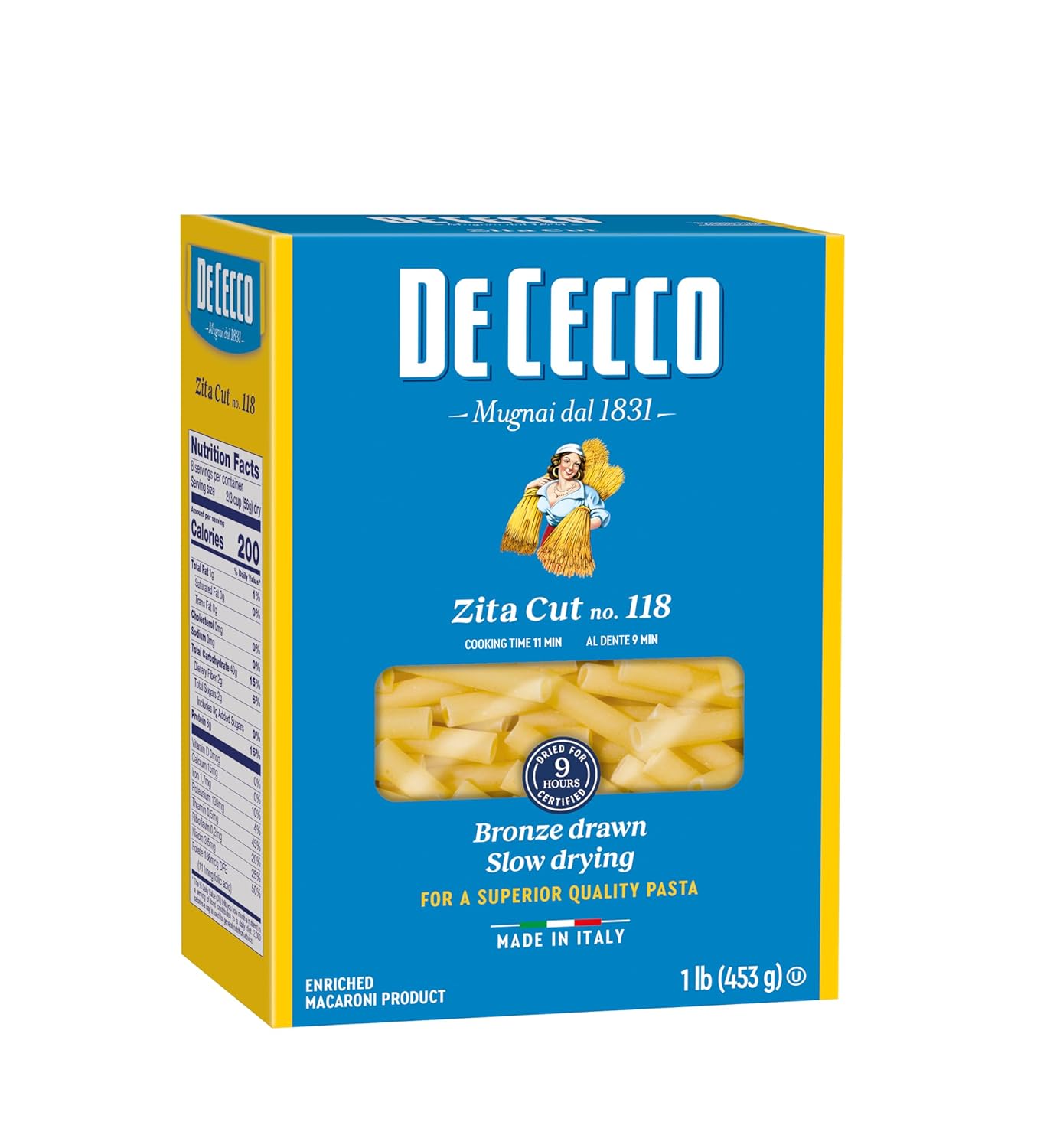 De Cecco Semolina Pasta, Zita Cut No.118, 1 Pound (Pack of 5)
