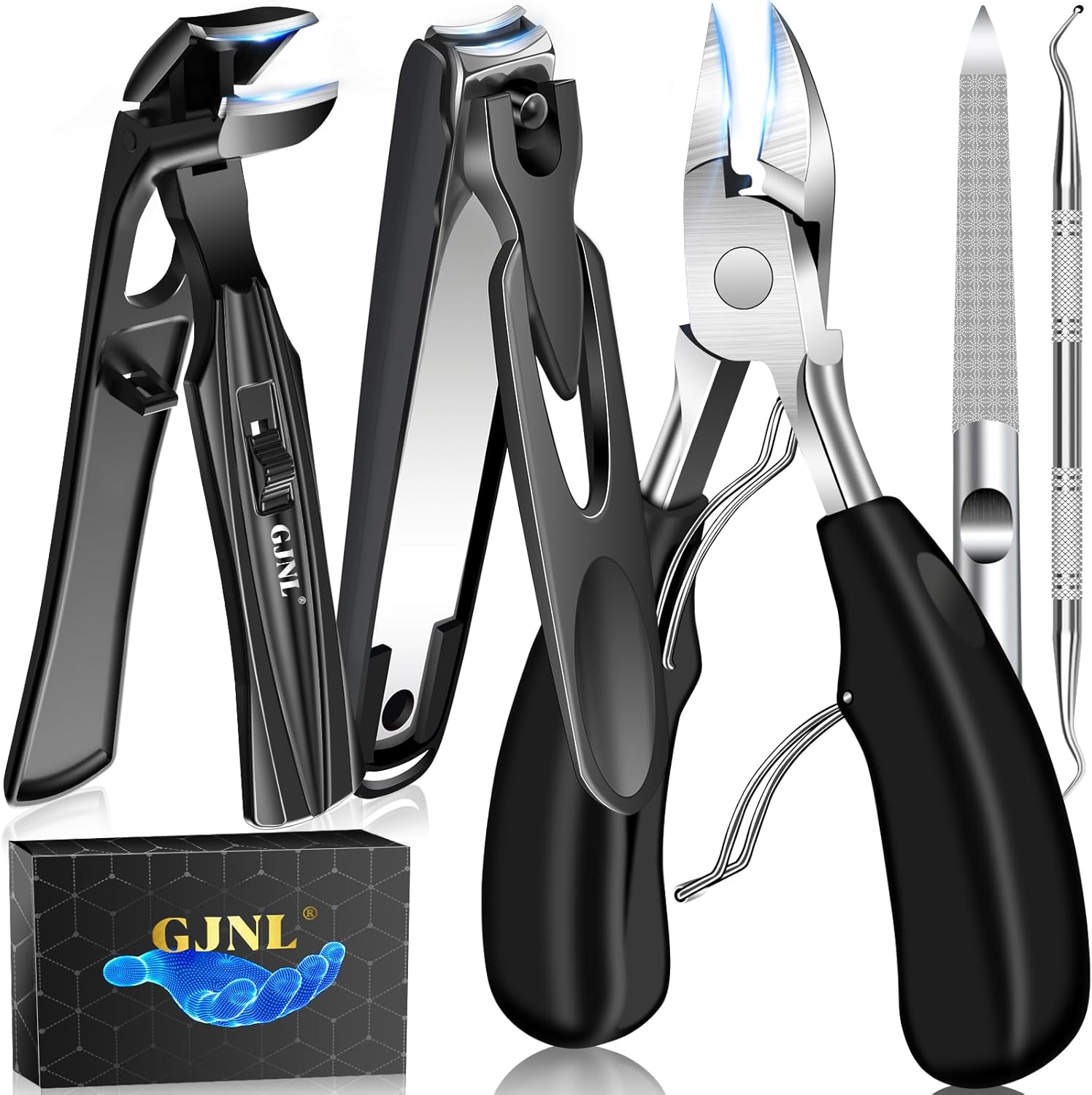 Toenail Clippers for Seniors Thick Toenails, Upgrade Angled Head Large Toe Nail Clippers for Men, Sharp Self-Collecting Nail Cutters with Catcher, Heavy Duty Sharp Ingrown Toenail Clippers Long Handle