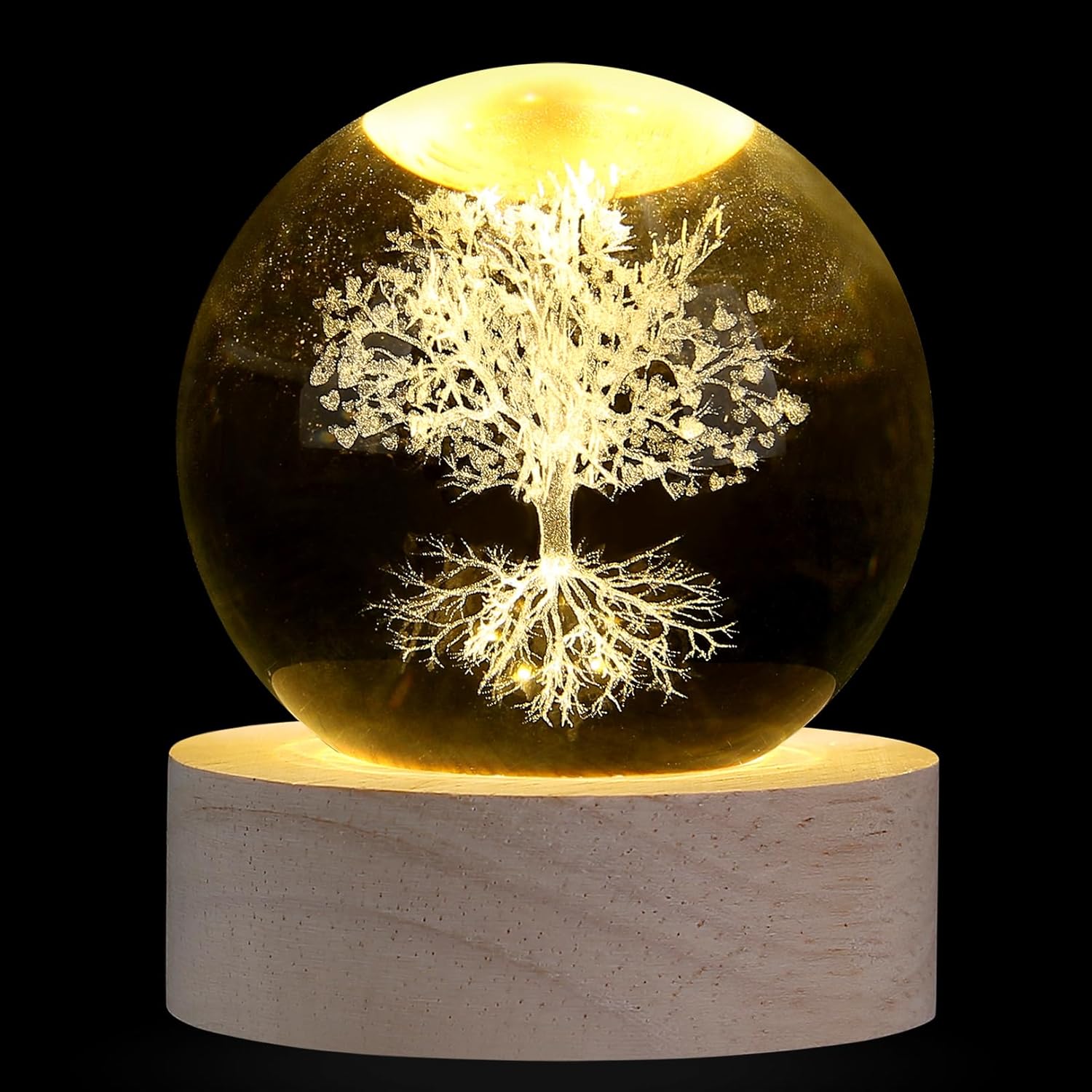 XIANNVXI Tree of Life Crystal Ball Paperweight Tree of Life Gifts Tree of Life Ornament Paperweight Tree of Life Decor Crystal Lamp Glass Ball Paperweight Office Decor Bedroom Decoration