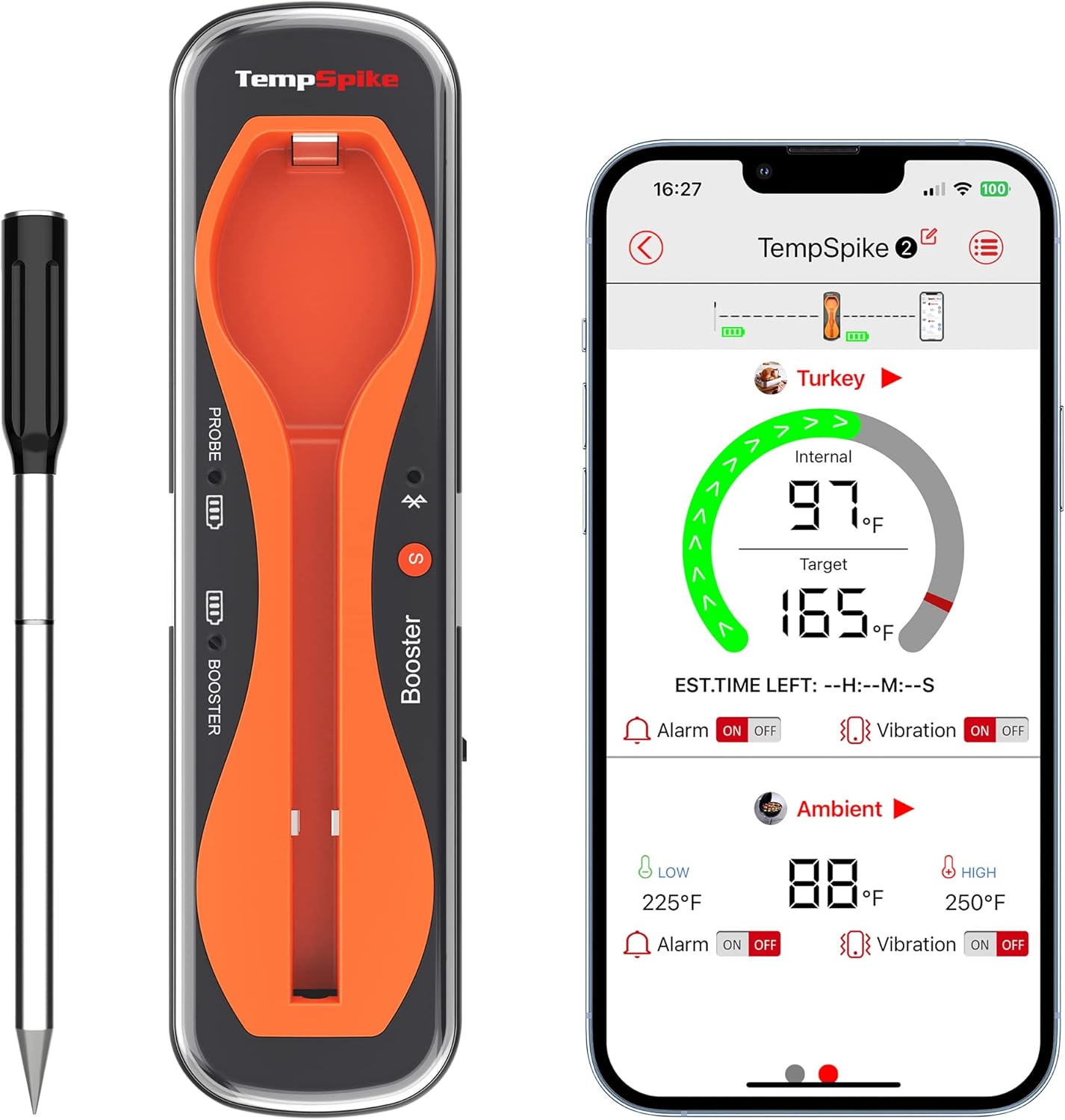 ThermoPro TempSpike 500FT Wireless Meat Thermometer, Bluetooth Meat Thermometer Wireless for Turkey Beef Lamb, Meat Thermometer Digital Wireless for Rotisserie Sous Vide BBQ Oven Smoker Thermometer