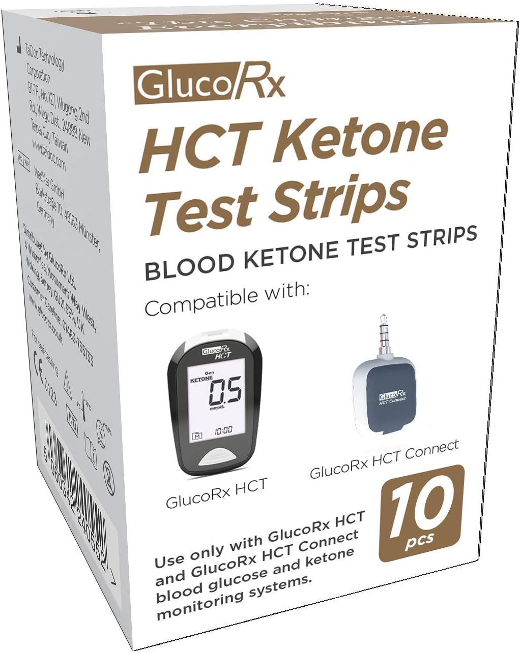 GlucoRx HCT Ketone Test Strips, 10-Count