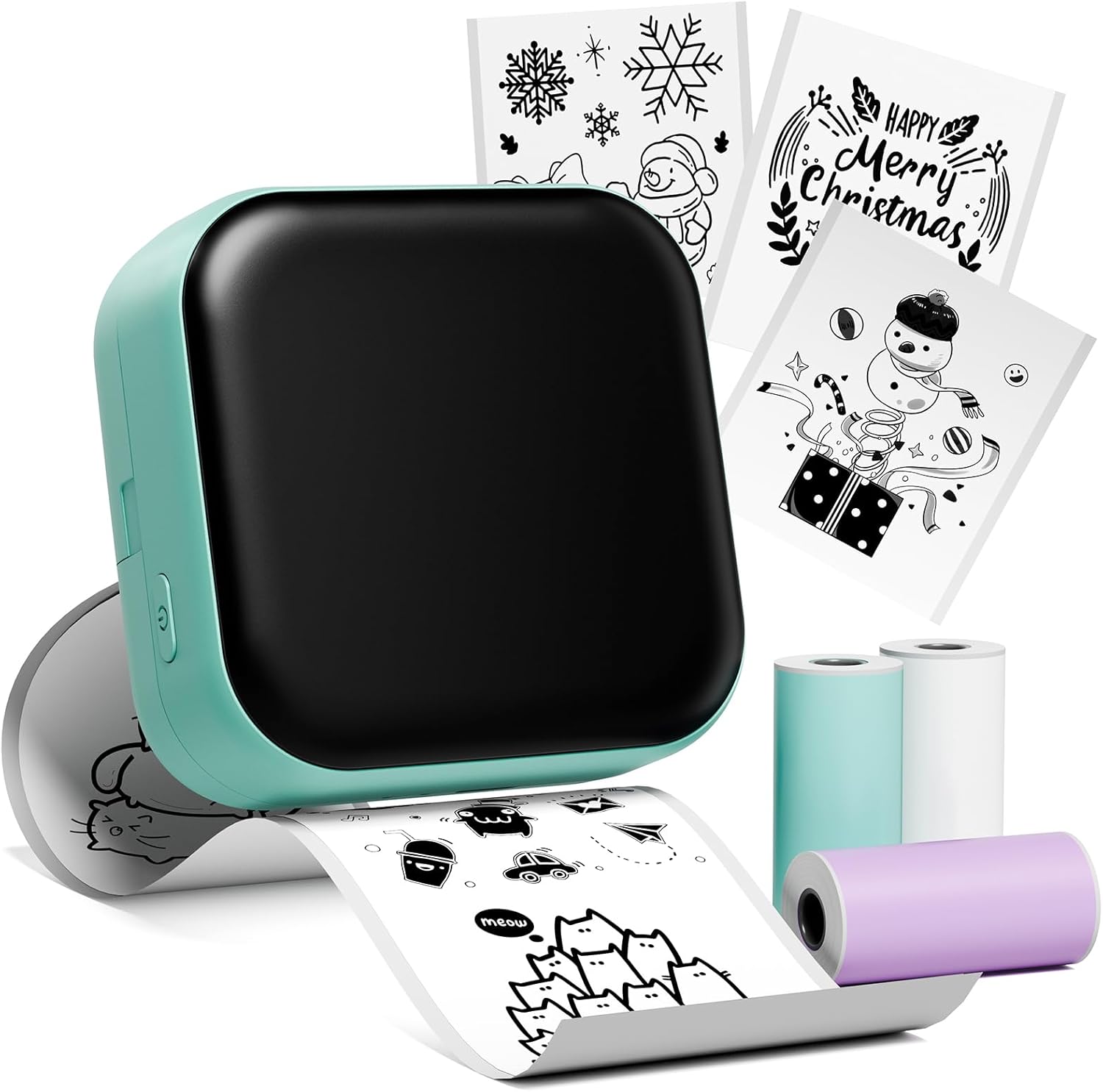 Omezizy Mini Sticker Printer M02X Portable Thermal Sticker Maker Machine Bluetooth Inkless Label Maker, Pocket Mini Printer for DIY, Study Graphics, Anatomical Diagrams, Photos