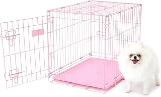 Carlson Pink Secure and Compact Single Door Metal Dog Crate, Small