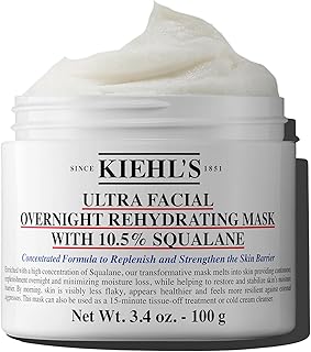 Kiehl's Ultra Facial Overnight Hydrating Face Mask with 10.5% Squalane, Deeply Hydrates Skin & Strengthens Moisture Barrier, Treats Dryness & Flaky Skin, Paraben-free, Fragrance-free - 3.4 fl oz