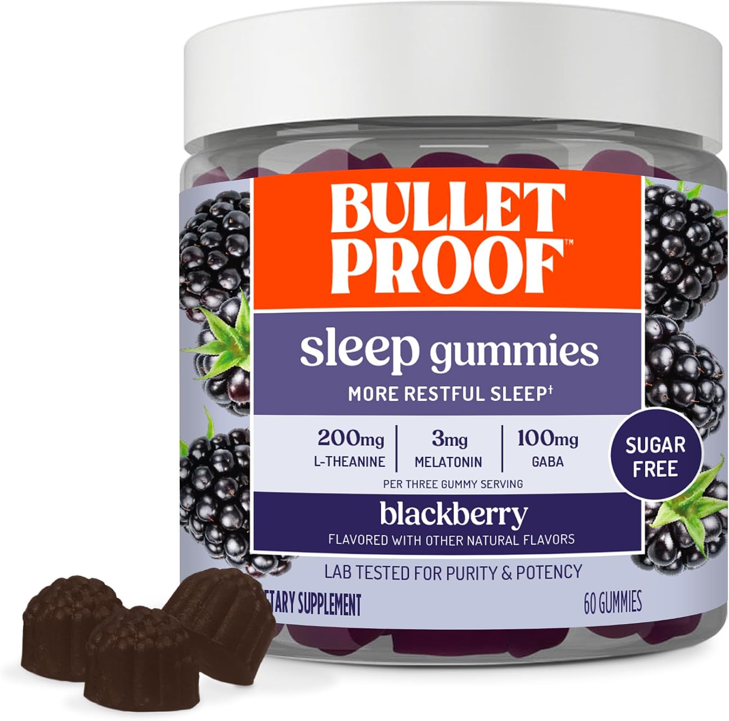 Bulletproof Sugar-Free BlackBerry Flavor Sleep Gummies, 60 Count, Keto Supplement for Sleep Support