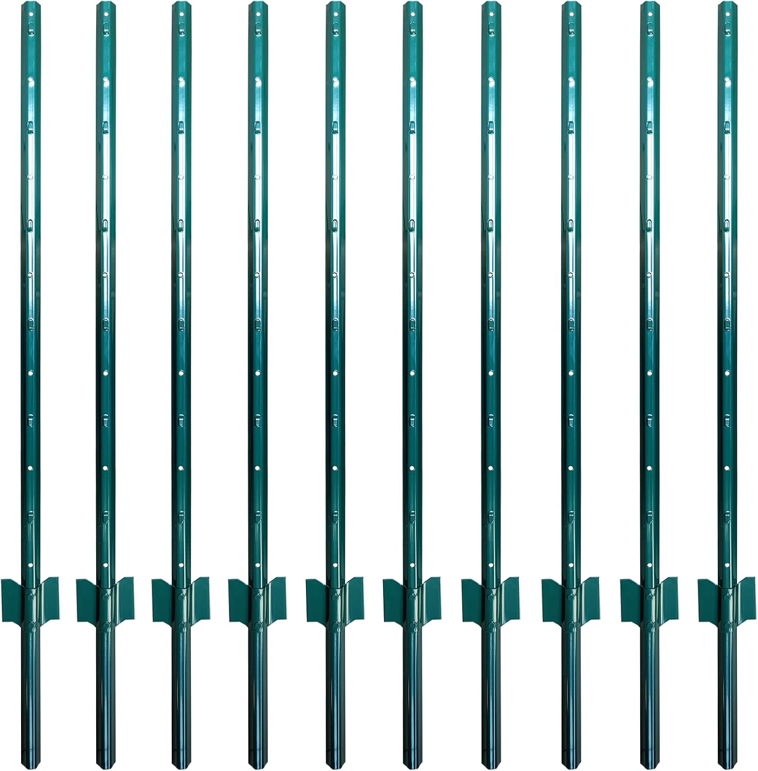 ARIFARO Fence Posts 4 Feet Sturdy Duty Metal Fence Post, Pack of 10, No Dig Garden U Post for Wire Fencing Steel Post for Yard, Outdoor Wire, FP-4FT