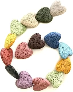 Heart-Shaped Colored Lava Stone Beads Loose Beads Rock Beads Volcanic Gemstone for Earrings Bracelet Necklace Jewelry Making (Mixed Colour, Small)