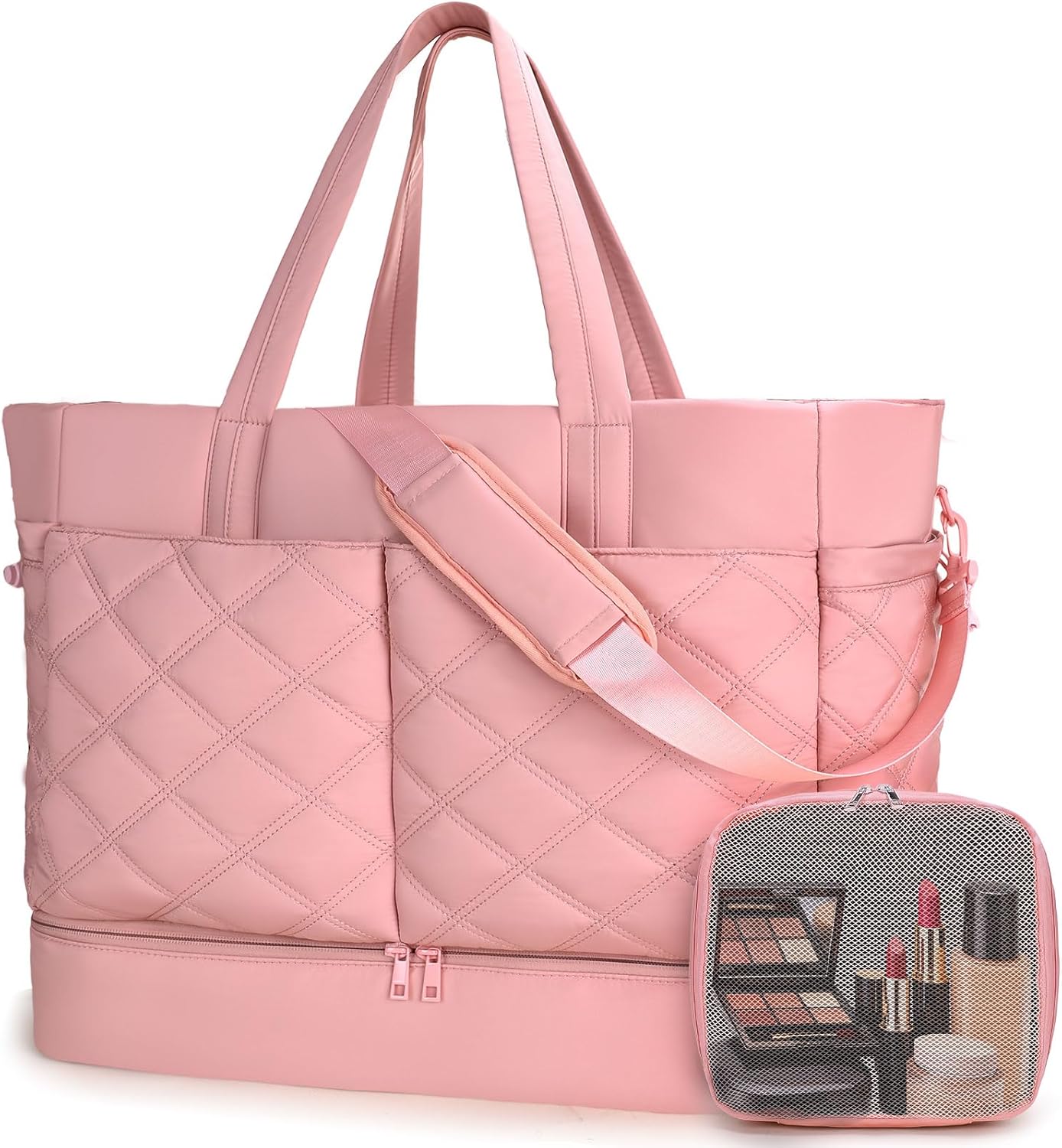 Travel Tote Bag for Women, Puffy Tote Bag with Zipper, Large Tote Women's Crossbody Bags Work Laptop Bag Gym Bag