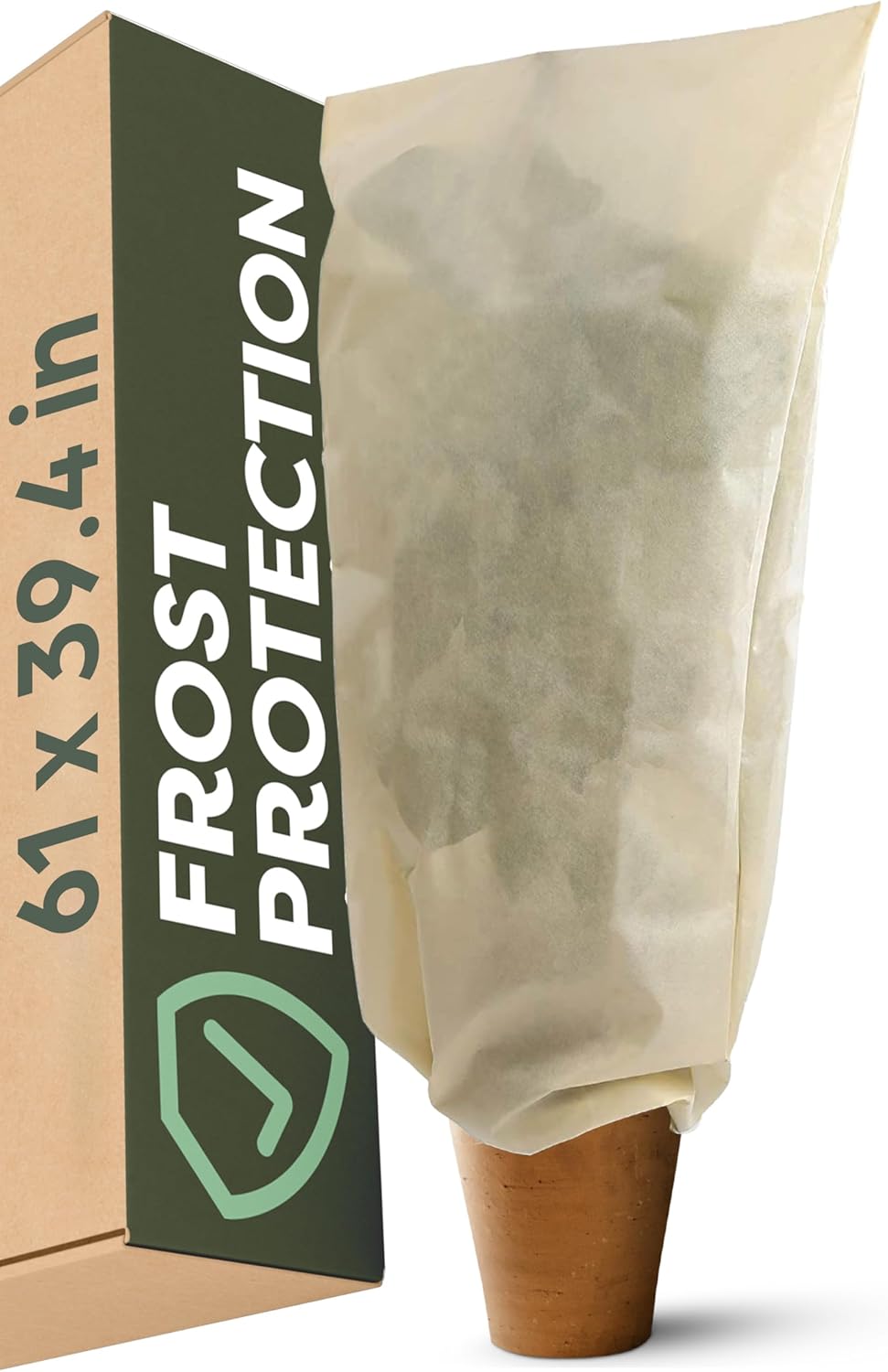 Plant Covers Freeze Protection 61″x39.4″ - Winter Outdoor Plant Blanket with Drawstring & Zipper - Extra Thick & Durable Frost Cloth - Ideal for Shrubs & Trees