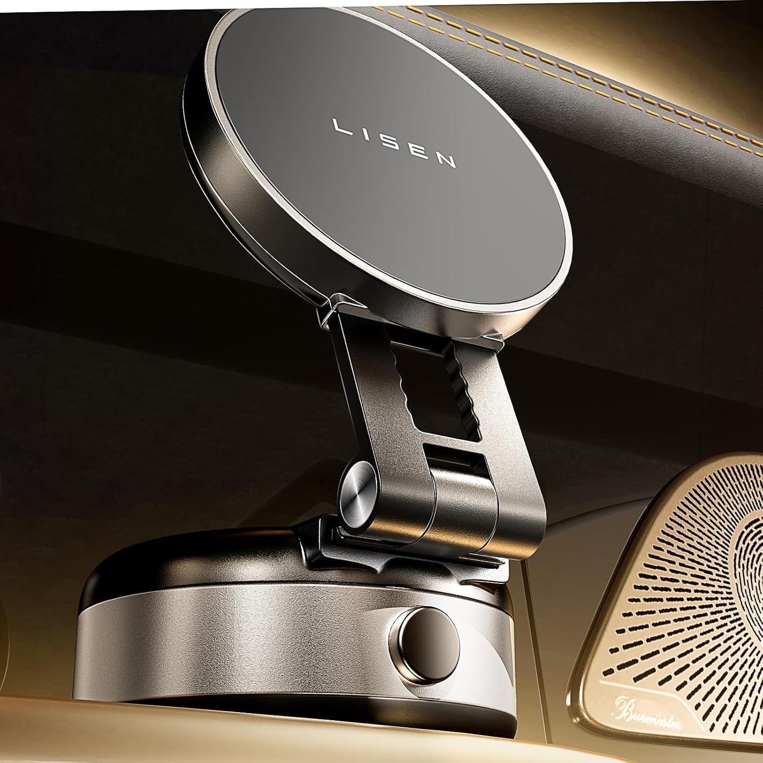 LISEN Portable Vacuum Magnetic Phone Holder Stand, Electric Vacuum Suction Phone Holder for MagSafe, Suction Cup Phone Mount Foldable for iPhone 16e/16/15/14/13/12 Pro/Pro Max