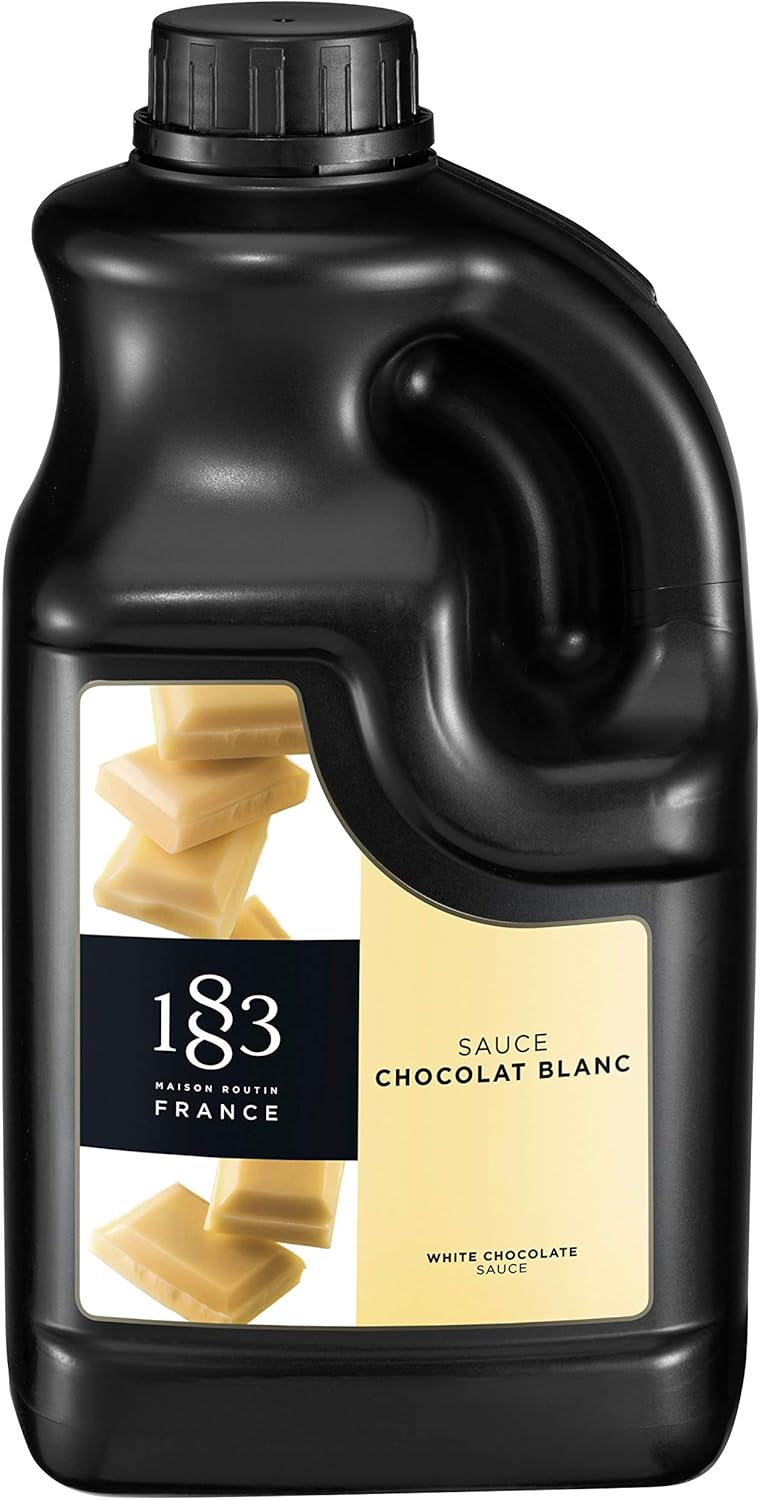 1883 Maison Routin White Chocolate Sauce 1.89L – Barista-Grade Beverage Base, Made in the French Alps, Perfect for Mochas, Lattes & Hot Chocolate, Vegetarian, Pump-Compatible Bottle