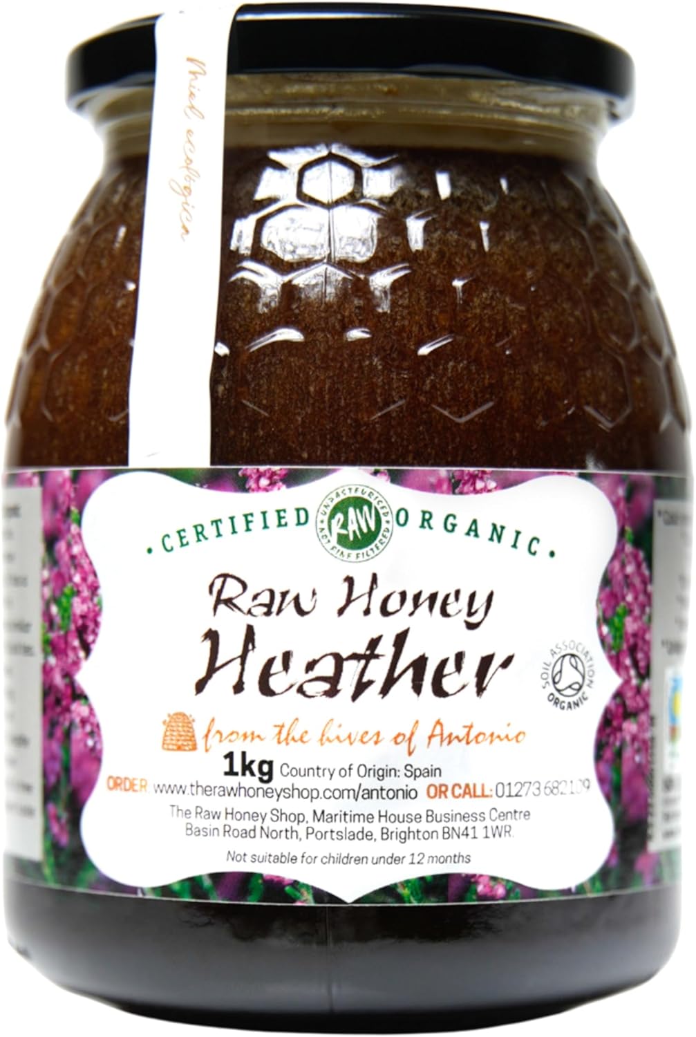 Antonio’s RAW CERTIFIED ORGANIC HEATHER HONEY, 1kg - Premium Award-Winning Quality, Pure, Antibacterial, Cold Pressed & Unpasteurised, Natural Honey - The Raw Honey Shop