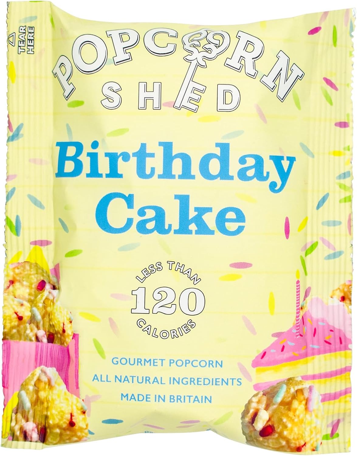 Birthday Cake Gourmet Popcorn Snack Pack, 1 x 24g Bag, Handcrafted, Natural & Vegetarian Lunch Box & Low Calorie Movie Night Snack