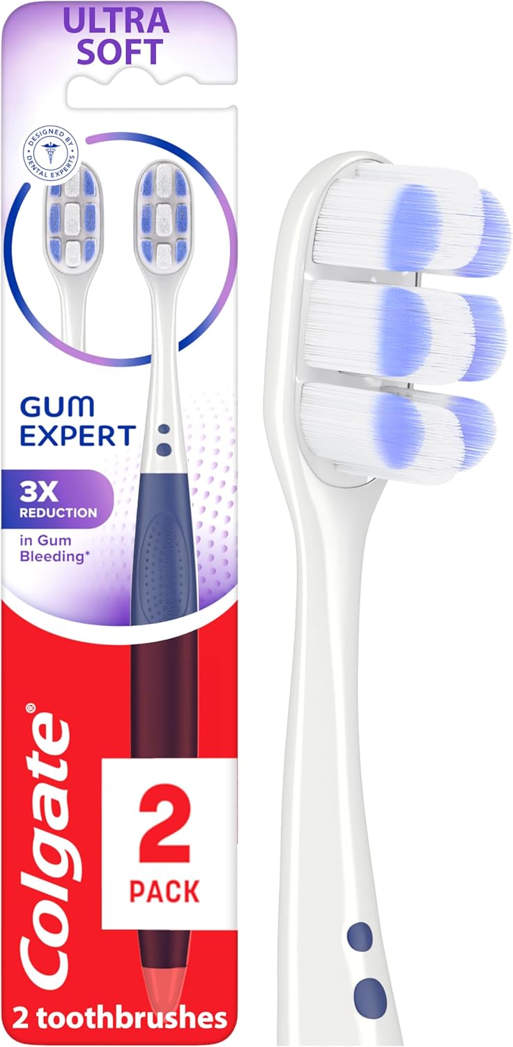 Colgate Ultra Soft Toothbrush Pack, Extra Soft for Sensitive Gums, 2 Pack