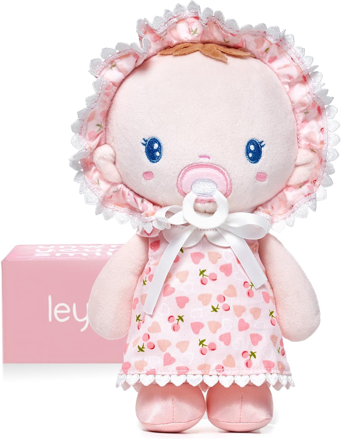LeyaDoll Soft Baby Doll Toys (9''), My First Baby Rag Doll for 1 Year-Old Girl Birthday Gift, Christmas Plush Toys Gift for Toddler Kids Infants-Cherry Baby