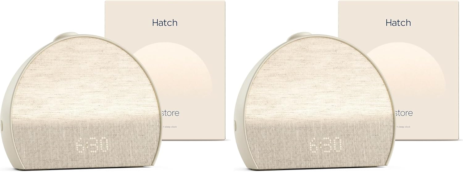 Hatch Restore 3 Sunrise Alarm Clock, Sound Machine, Smart Light (Putty) - White Noise, Screen-Free Sleep Routine (Pack of 2)
