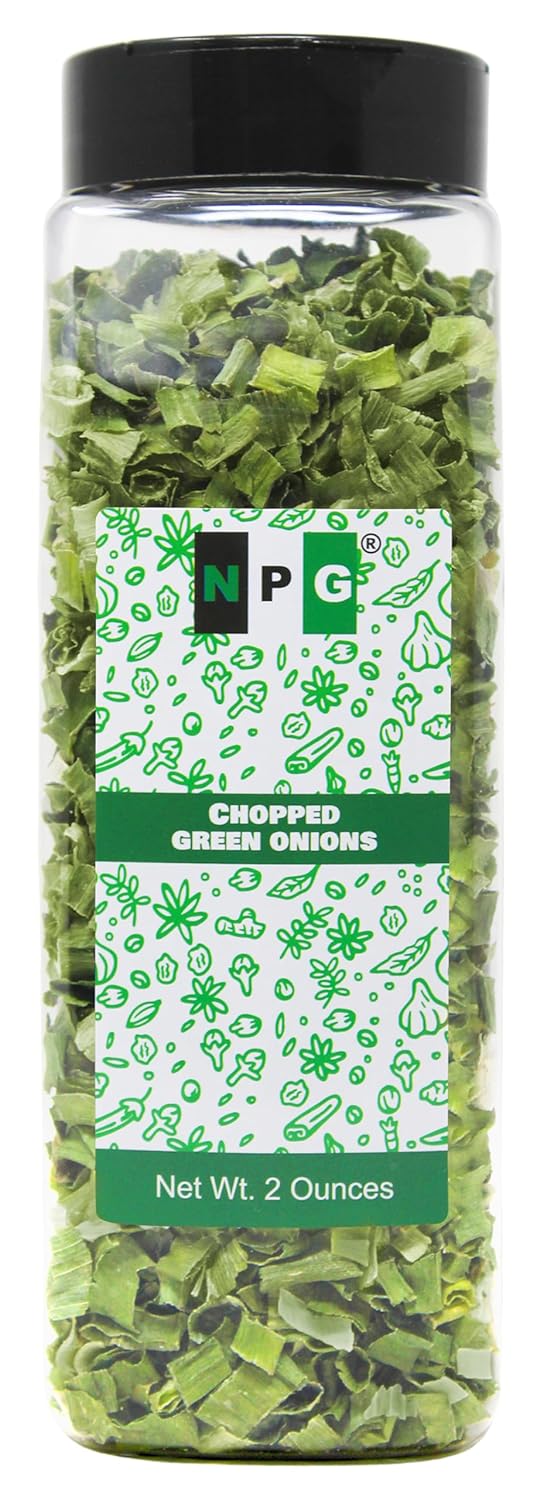 NPG Freeze Dried Chopped Green Onions 2 Oz, All Natural Non-GMO Gluten Free, Dried Scallions, Gourmet Spring Green Onions for Cooking, Salads, Garnish