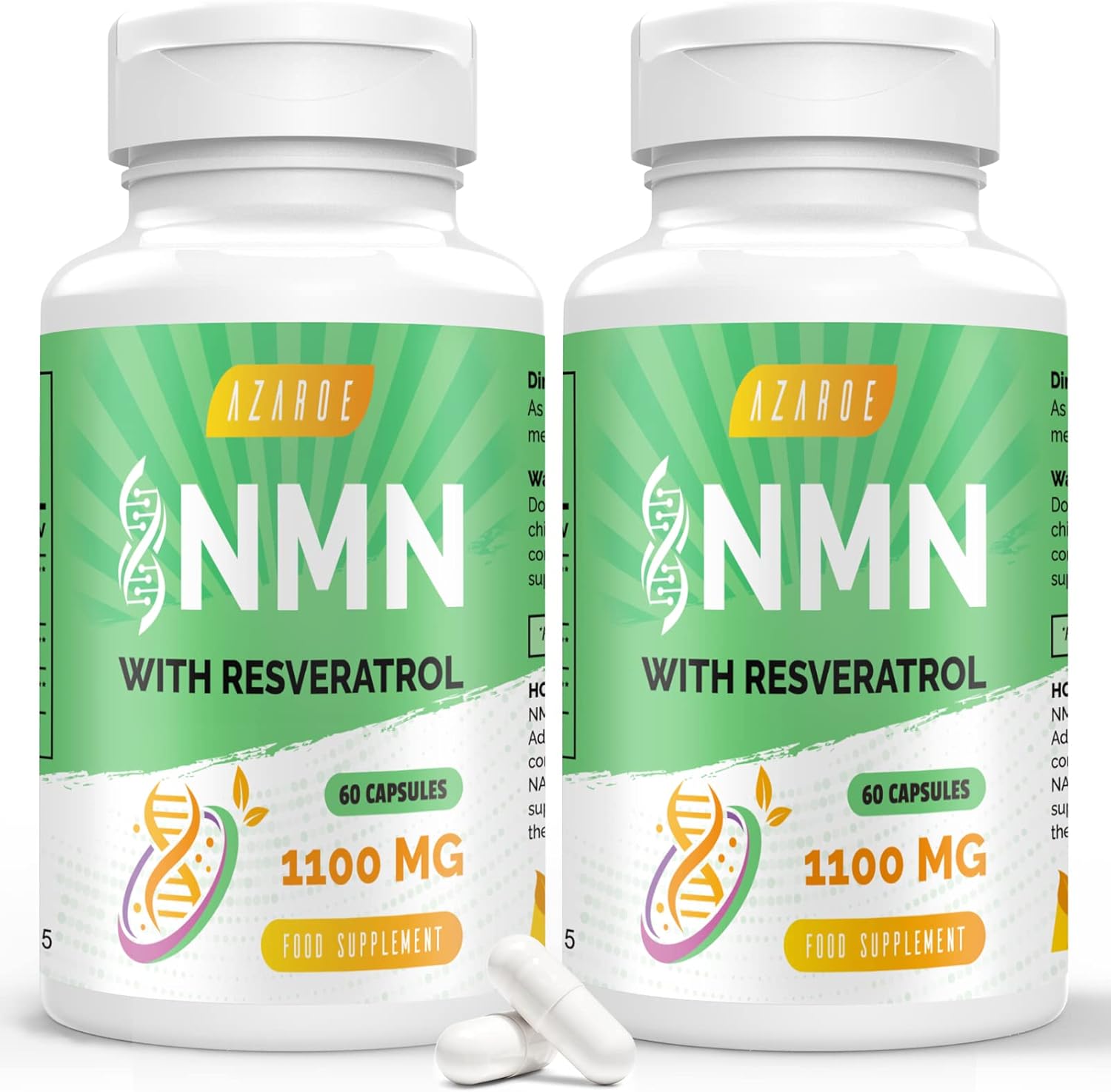 NAD+ Trans-Resveratrol 1100mg – Advanced Formula for Enhanced Performance & Vitality (60 Count (Pack of 2))