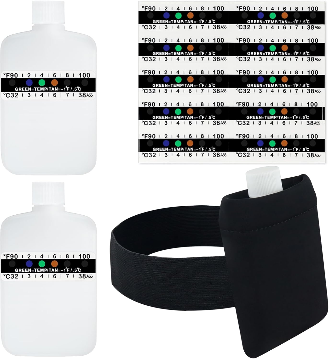 3oz Urine Test Complete Kit, 2 Smaller Translucent Portable Empty Bottle, Hidden Hi-Stretch Leg Strap and Thermal Sample Bag, 10 Temperature Test Strips, Urine Bottle Kit Test Practice at Home