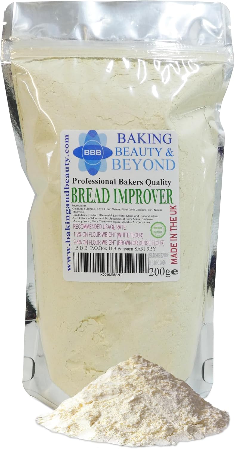 Baking Beauty and Beyond Professional Mix Improver Powder for Bread - Dough Enhancer for Bread, Grain Dough Conditioner Strengthens Starch and Improves Texture of All Flours, 200g