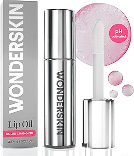 Wonderskin Lip Rehab Serum Oil - Color Changing Lip Oil from Clear to Pink - PH-activated, Non-sticky & Hydrating Tinted Lip Oil for Dry Lips (Kissed)