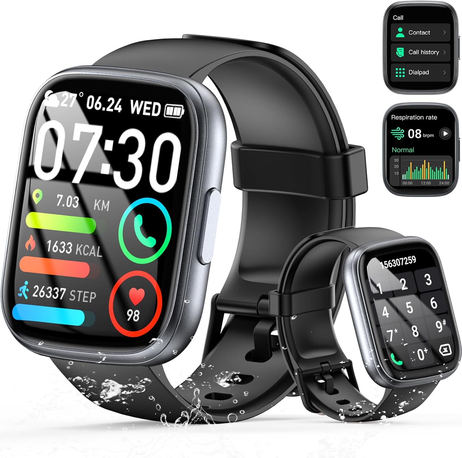 Smart Watch for Men Women, 1.95" HD Fitness Watch with Answer/Make Calls, New Smartwatch with Heart Rate/Sleep/Music Control, 110+ Sports Step Counter, IP68 Waterproof Activity Tracker for Android iOS