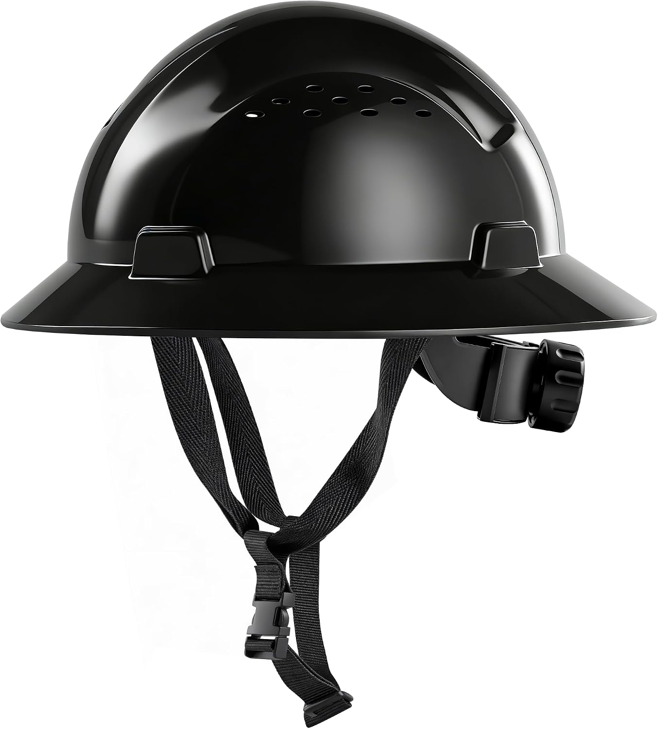 AnTools Black Full Brim Hard Hat, OSHA Approved Construction Helmets for Men, 4-Point Adjustable Suspension, ANSI Z89.1