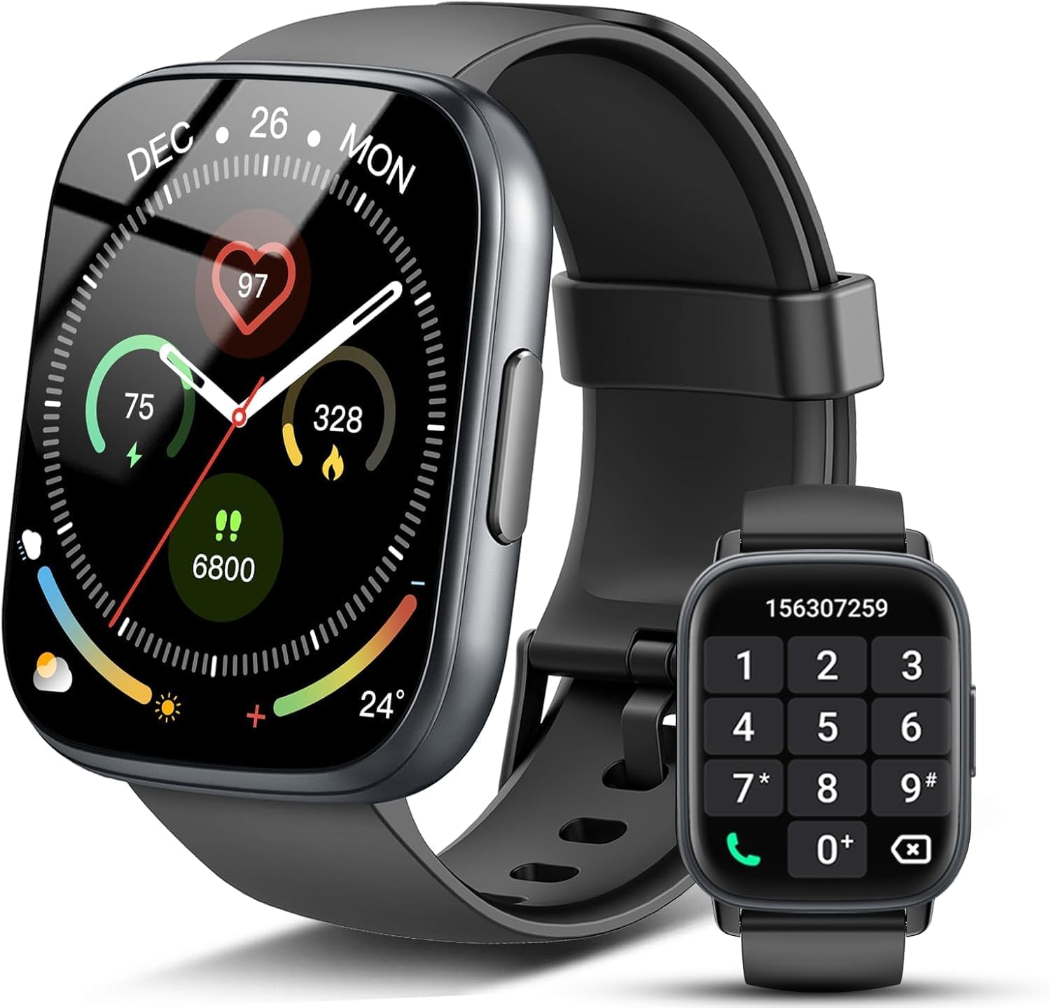 Smart Watch for Men Women, 1.95" HD Touch Smartwatch Answer/Make Call, Fitness Watch with Heart Rate/Sleep Monitor/Alarm clock/Pedometer, 110+ Sports, IP68 Waterproof Activity Tracker for Android/iOS