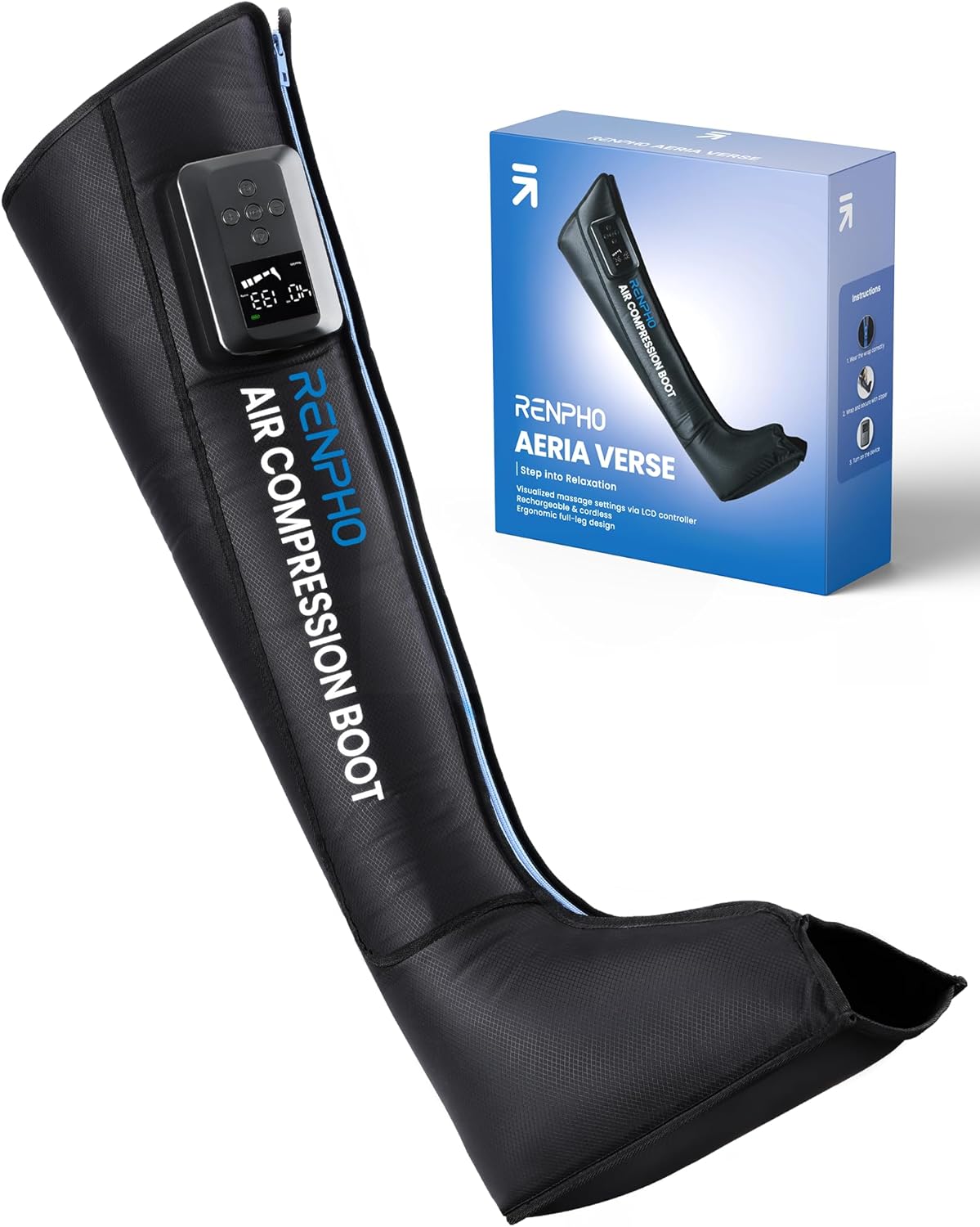 RENPHO Father's Day Gifts, Leg Massager with Smart Pressure Sensor, Cordless Air Compression Recovery Boot for Pain Relief, Foot & Calve & Thigh Massager, FSA HSA Eligible, Adapter Not Included,1 Pack