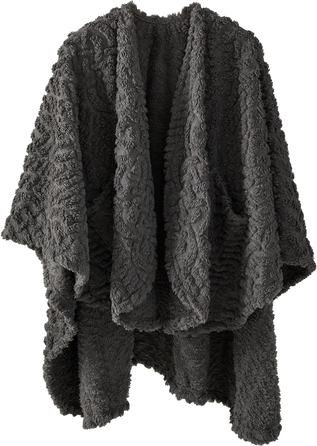 Royoliving Fuzzy Sherpa Wearable Fleece Blanket with Pockets for Adults, Ultra Soft Plush Shawl TV Throw Blankets (Grey, 58'' x 64'')
