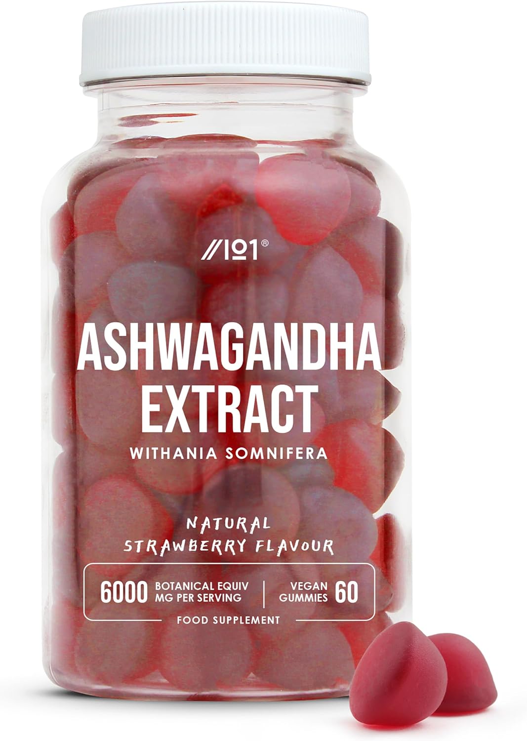 Ashwagandha Gummies 6000mg - 60 Gummies (V) - High Strength Ashwagandha Root Extract Supplement - Natural Strawberry Flavour - Not Ashwagandha Capsules or Tablets - by Alpha01