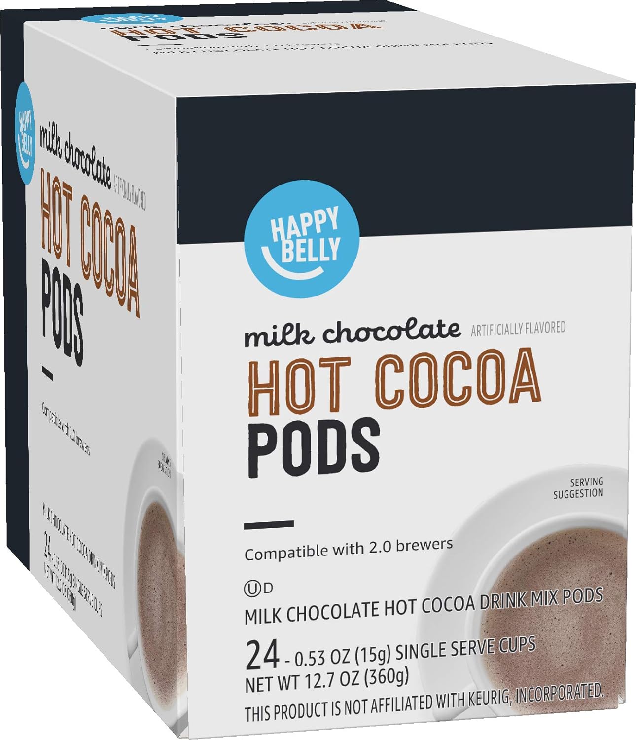 Happy Belly Hot Cocoa Pods, Milk Chocolate, 24 Count