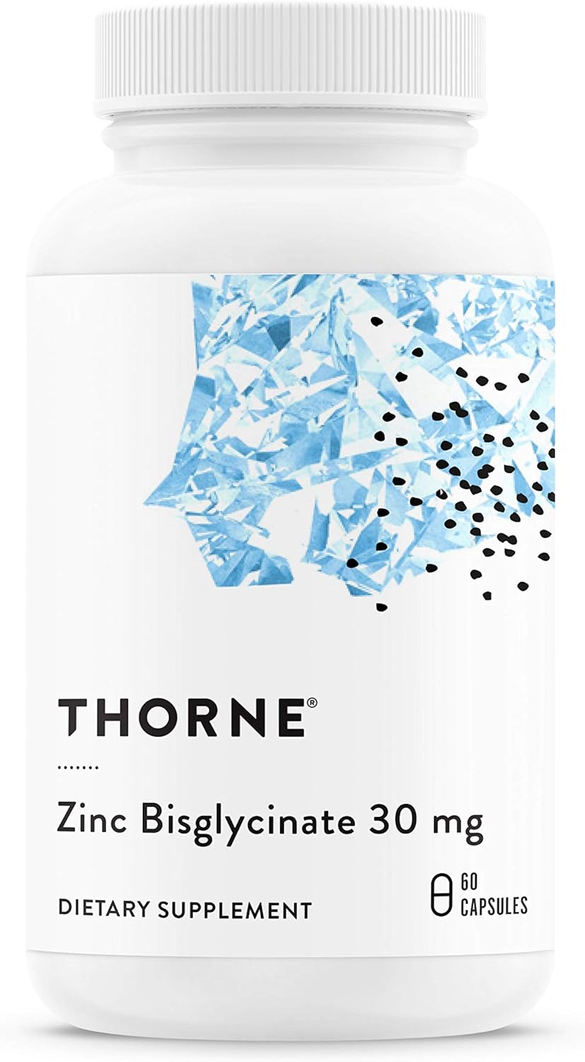 THORNE - Zinc Bisglycinate 30mg - Daily Support for Skin, Eye & Immune System Health* - Chelated Zinc Supplement - 60 Servings