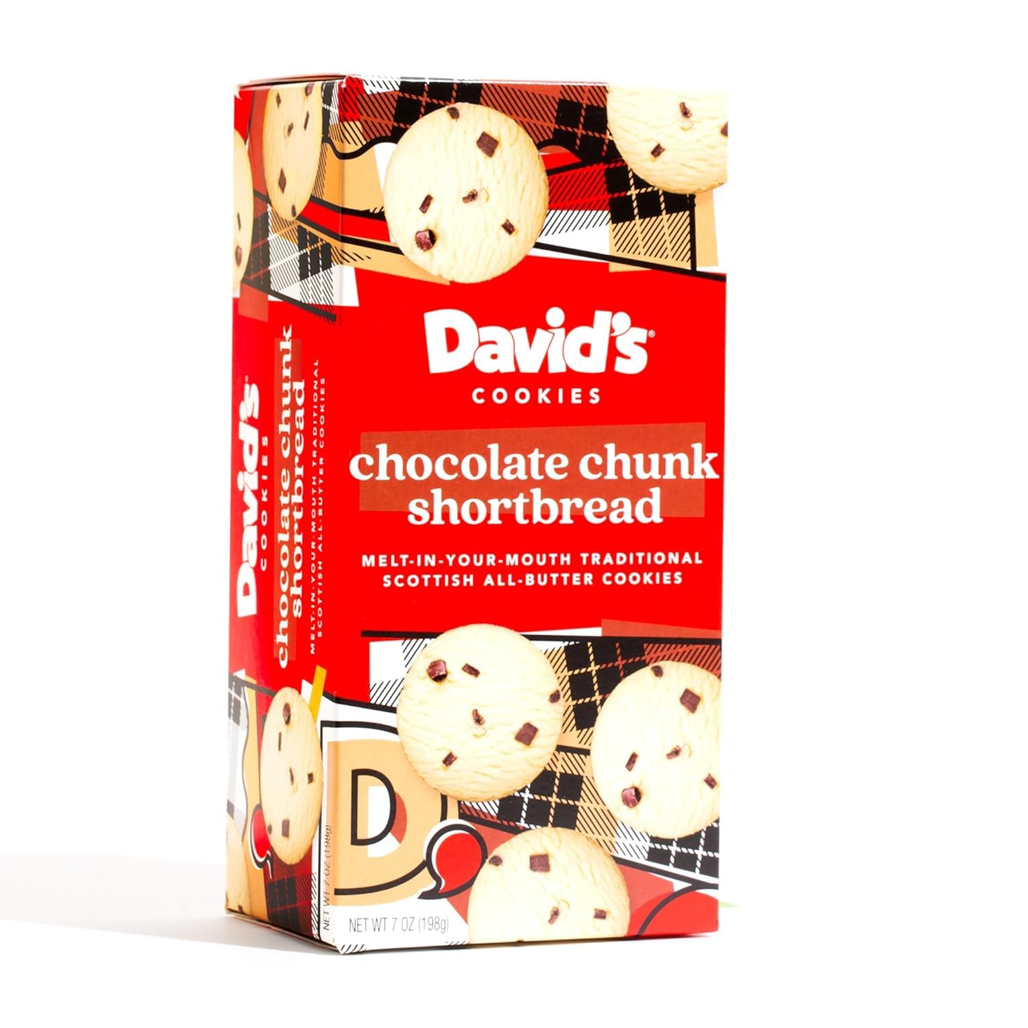 David’s Cookies Pure Butter Shortbread Cookies – Traditional Chocolate Chunk Shortbread Cookie Box – Fresh & Yummy Shortbreads For Tea & Coffee Time – Original Recipe Made In Scotland - 1 Pack