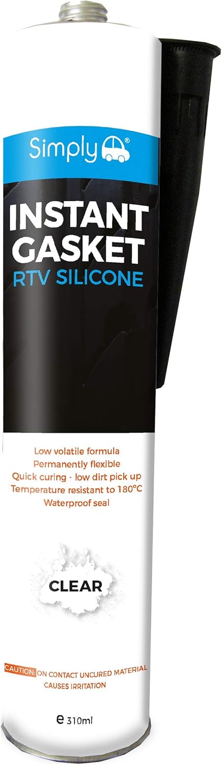 Simply SR-002 Clear RTV Silicone Instant Gasket – Temperature Resistant up to 200 degrees – Easy to Apply – Waterproof Seal – Flexible – Low Dirt Pick Up