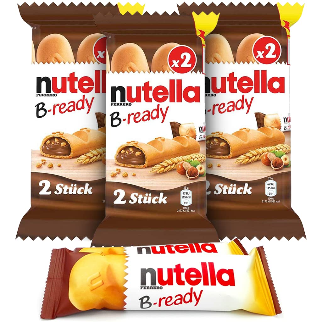 Kozy Home Nutella B-Ready Pack of 2 - Nutella Taste with Crispy Wafer Bars Filled with Nutella Spread and Puffed Wheat Crisps - Perfect Nutella Snacks Cookies and Gift (3 pack)(Kova Harper Packaging)