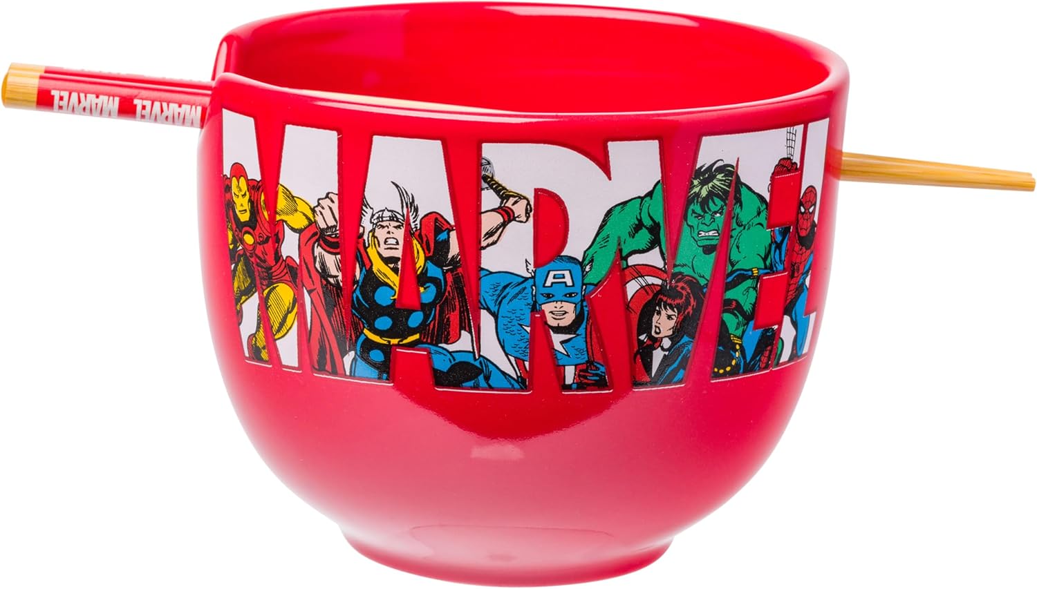 Silver Buffalo Marvel Avengers Retro, Ramen Bowl with Chopsticks, 20oz