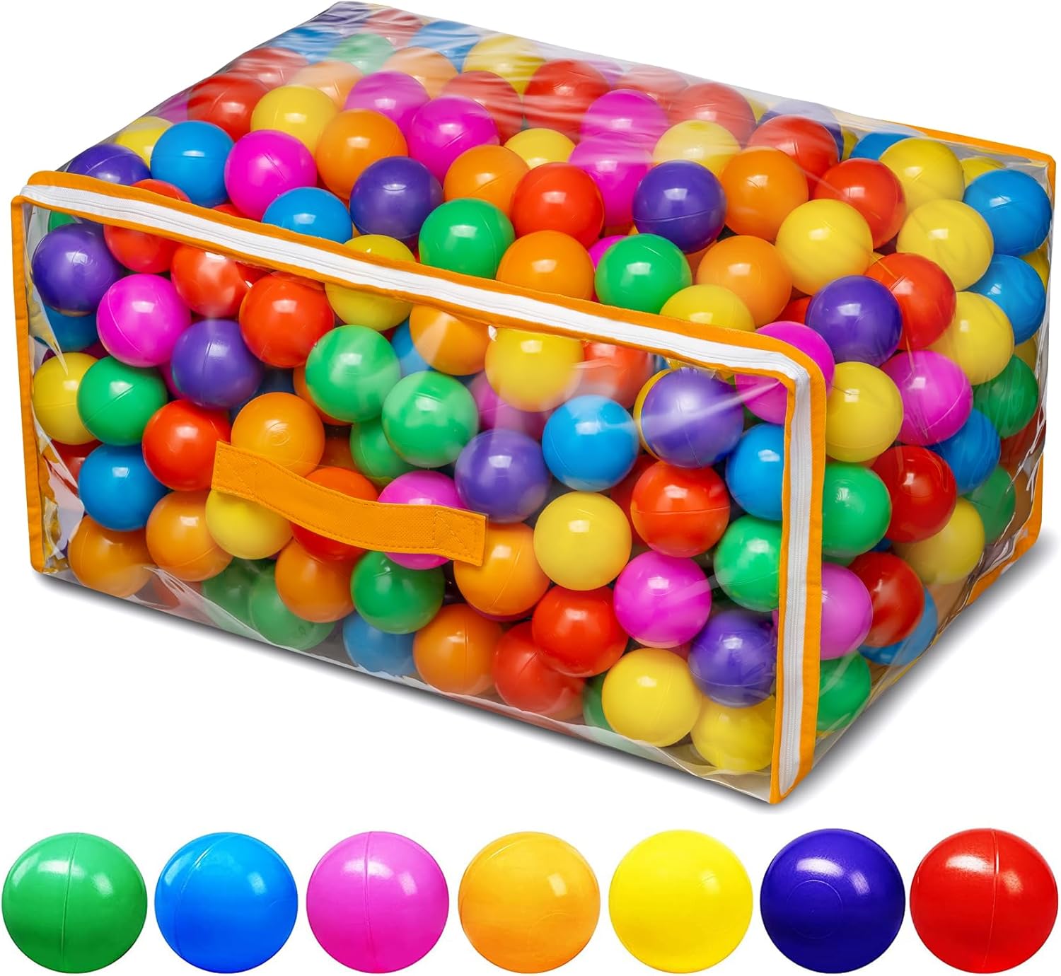 Ball Pit Balls for Baby and Toddler Phthalate Free BPA Free Crush Proof Plastic - Multicolored Pit Balls in Reusable Play Toys for Kids with Storage Bag