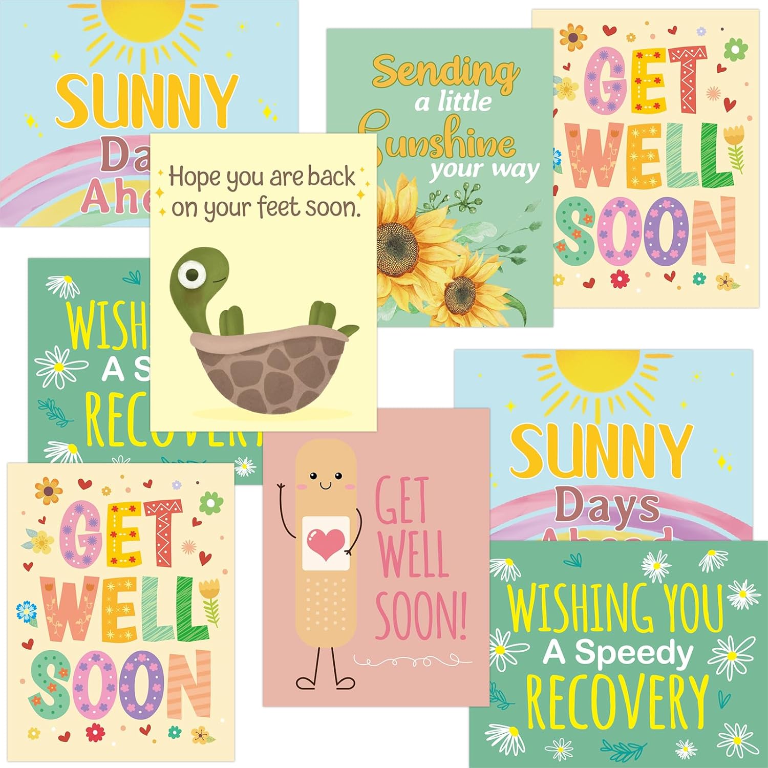 Fancy Land Get Well Cards 24 Pack Get Well Greeting Cards with Envelopes Stickers Friends Family Blank Inside