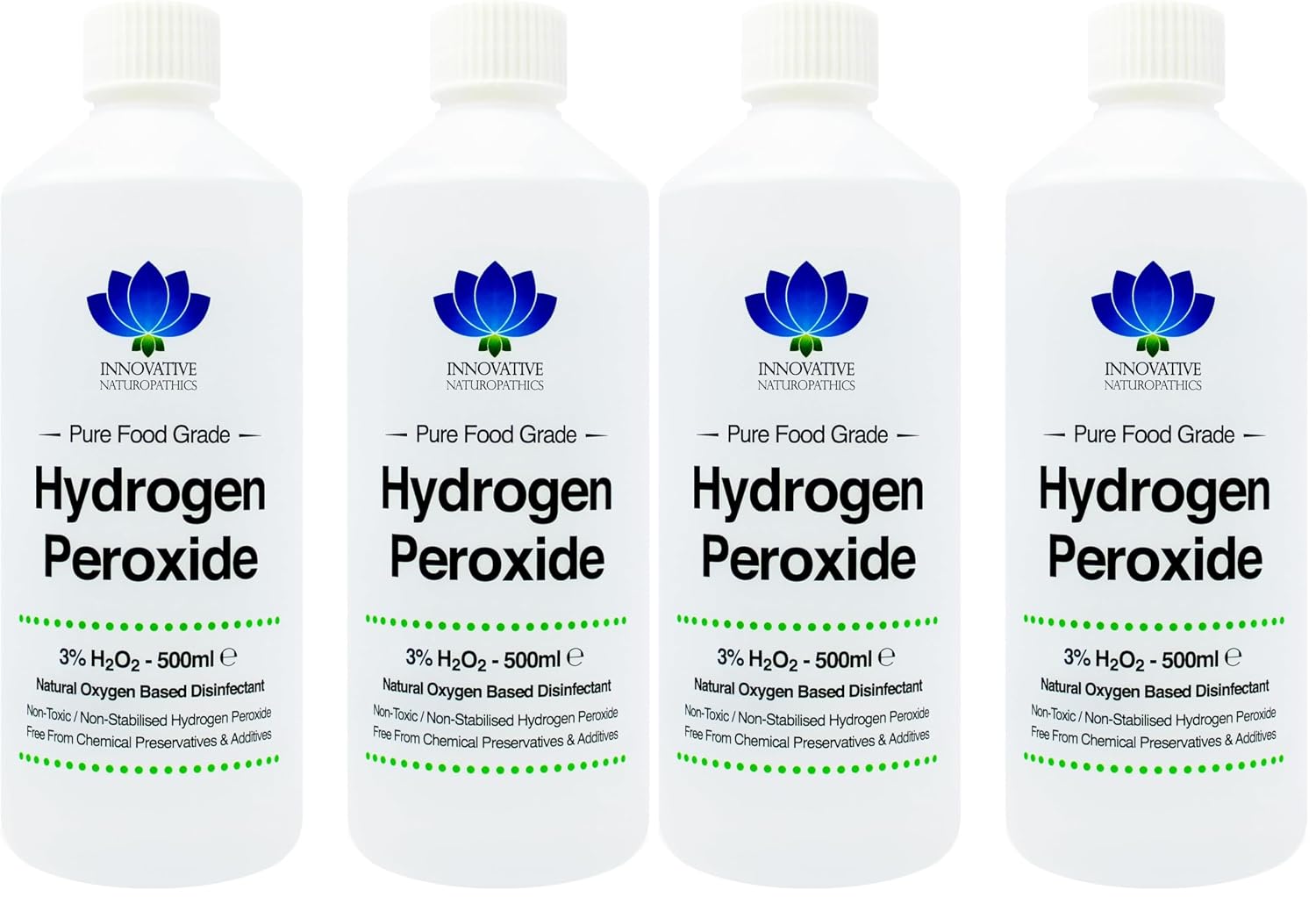 Hydrogen Peroxide 3% Food Grade - 1 Litre - Purest Grade H2O2 - Unstabilized and Additive Free - 10 Vols (Pack of 2)