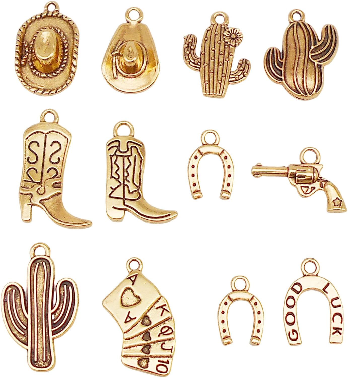 Julie Wang 100 Grams Alloy Western Cowboy Cowgirl Charms Antique Silver Gold Color Boot Hat Pendants for Necklace Earrings Bracelet Jewelry Making Women Gifts Craft DIY Findings