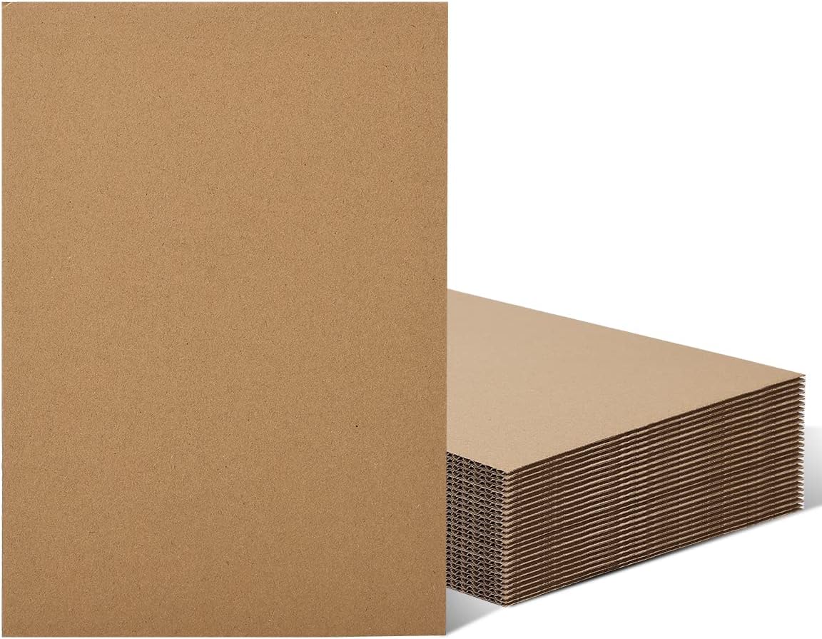 Worown 20 Pack A4 (210 x 297 mm) Cardboard Sheets, 3mm Thickness Corrugated Cardboard, Kraft Board for Painting, Modeling, Arts & Crafts